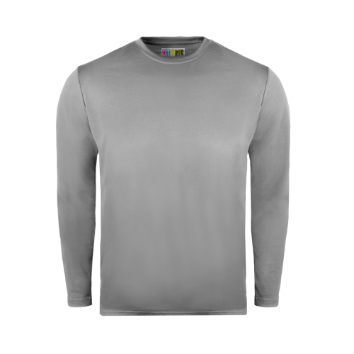 Slate grey long-sleeve T shirt on a transparent background