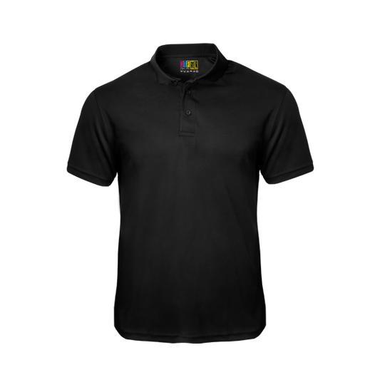 Black polo shirt on a transparent background