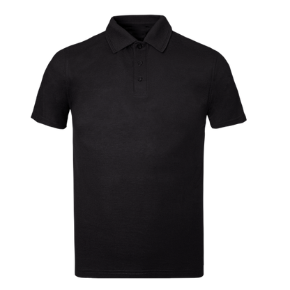 Black polo shirt on a transparent background