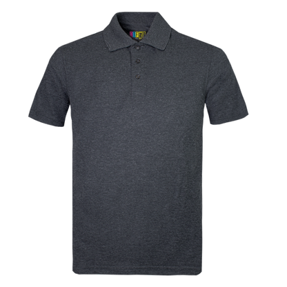 Charcoal melange polo shirt on a transparent background
