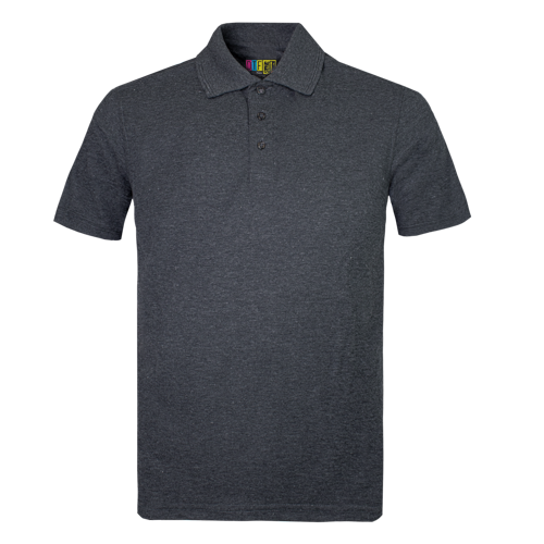 Charcoal melange polo shirt on a transparent background