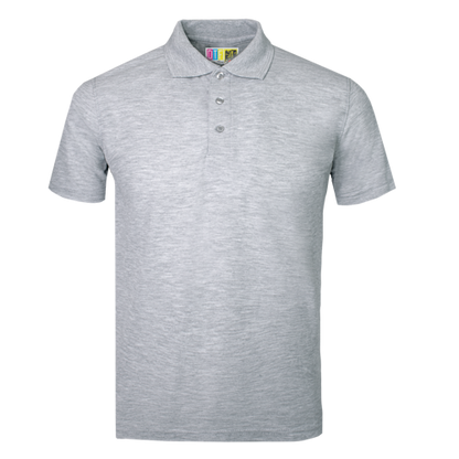 Grey melange polo shirt on a transparent background