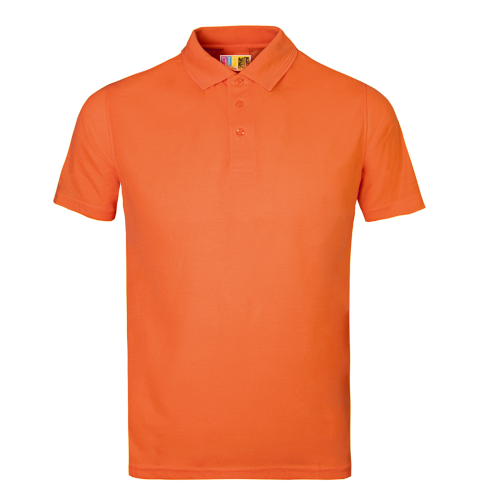 Orange polo shirt on a transparent background