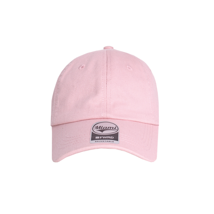Dusty Pink 6 panel peak cap on a transparent background