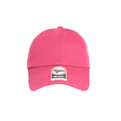 Hot Pink 6 panel peak cap on a transparent background