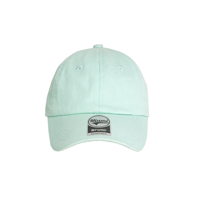 Mint Green 6 panel peak cap on a transparent background