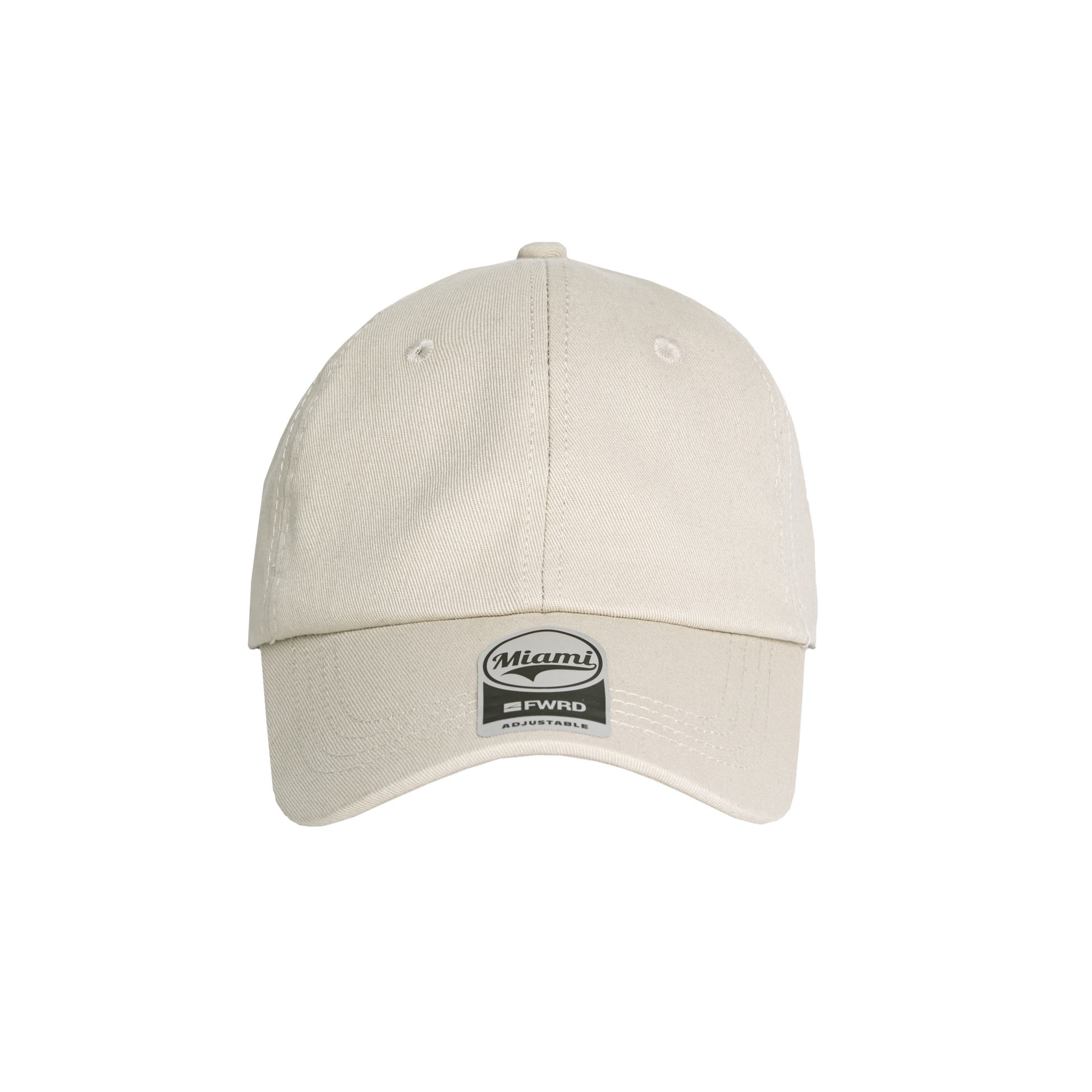 Stone colour 6 panel peak cap on a transparent background
