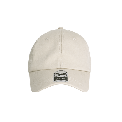 Stone colour 6 panel peak cap on a transparent background
