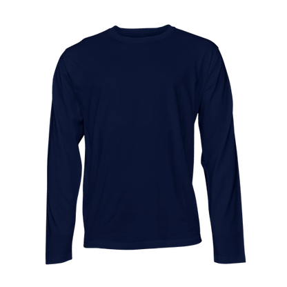 Navy blue long-sleeve T-shirt on a transparent background