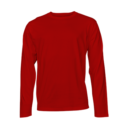 Red long-sleeve T-shirt on a transparent background