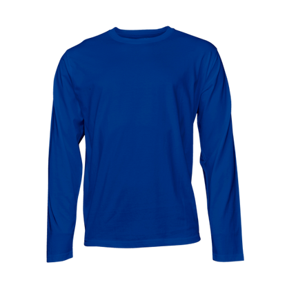 Royal blue long-sleeve T-shirt on a transparent background