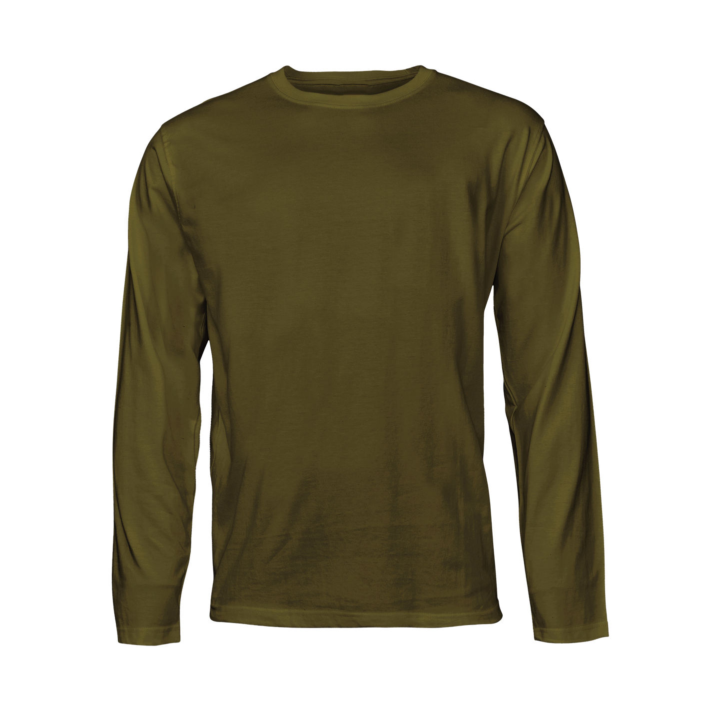 Olive long-sleeve T-shirt on a transparent background