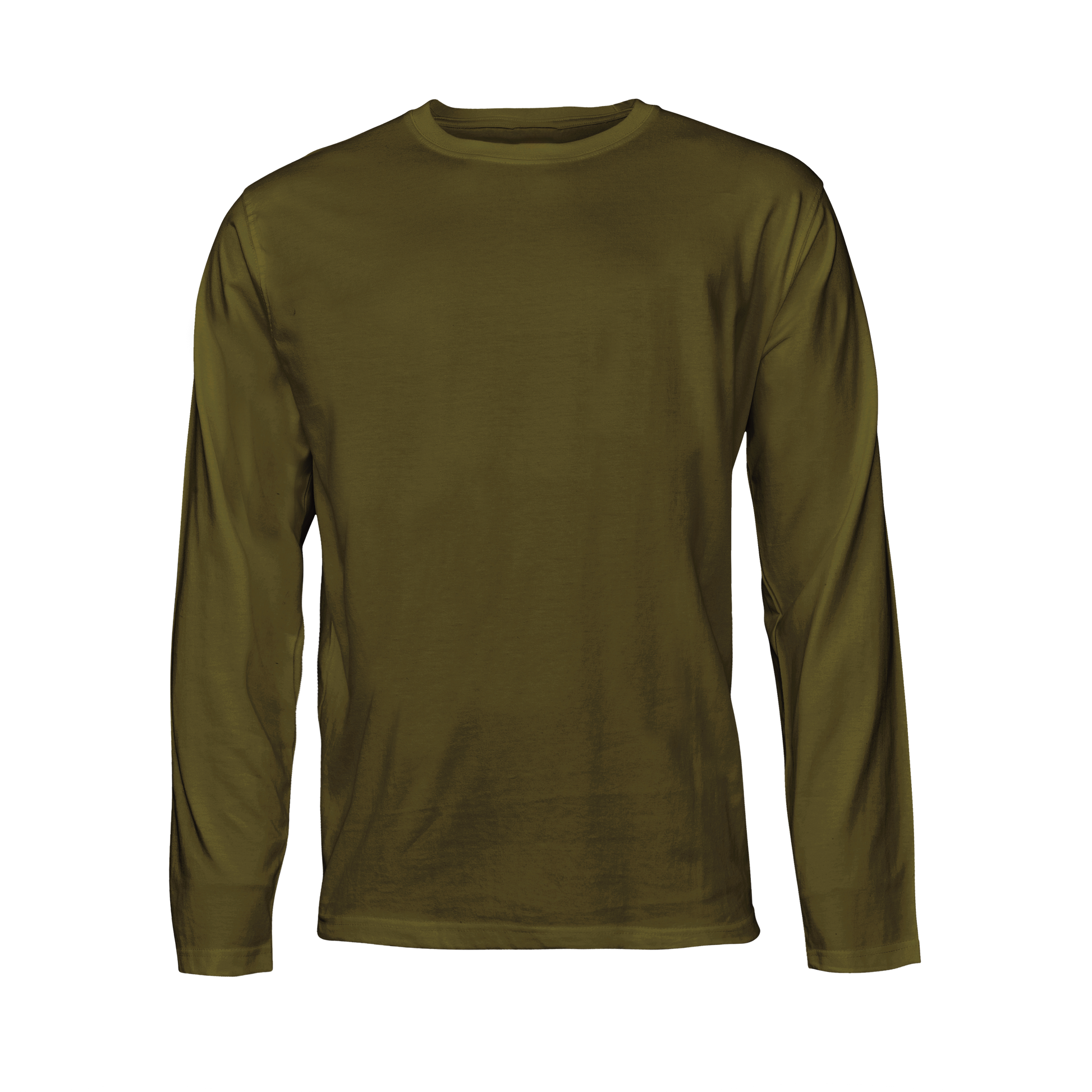 Olive long-sleeve T-shirt on a transparent background