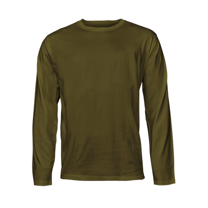 Olive long-sleeve T-shirt on a transparent background