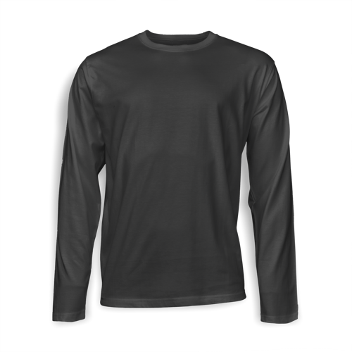 Charcoal long-sleeve T-shirt on a transparent background