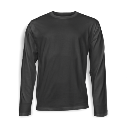 Charcoal long-sleeve T-shirt on a transparent background
