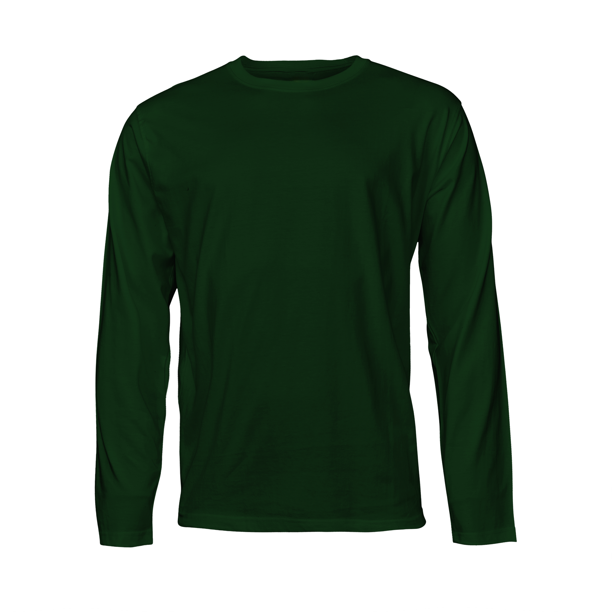 Bottle green long-sleeve T-shirt on a transparent background