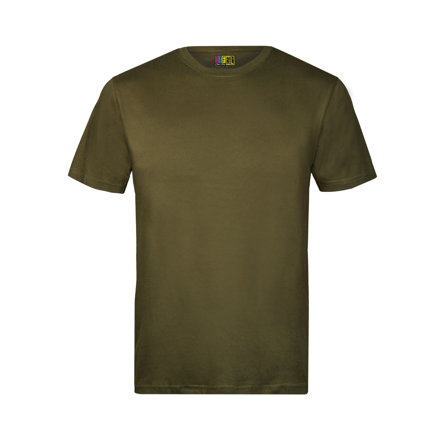 Olive green t-shirt on a transparent  background