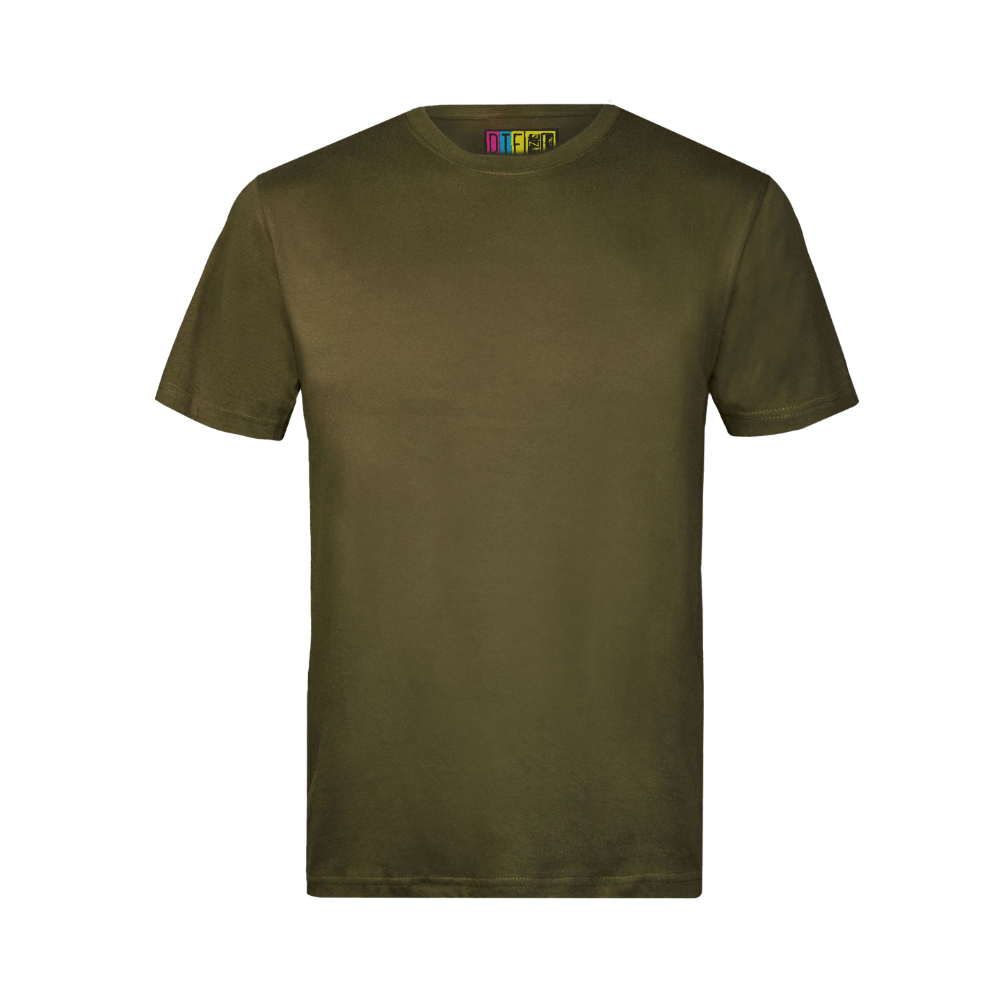 Olive green t-shirt on a transparent background